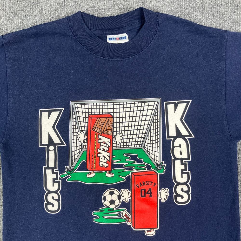 Jerzees T-Shirt‎ Mens Size S Navy Kits Kats Soccer Graphic Crewneck Short Sleeve